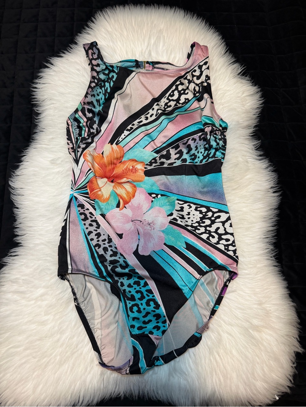 Longitude Vintage Y2K Floral Geometric One-Piece Swimsuit - Multicolor